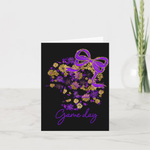Floral Football Game Day Girly Team Srit Purple Bl Card