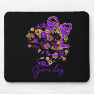 Floral Football Game Day Girly Team Srit Purple Bl Mouse Mat