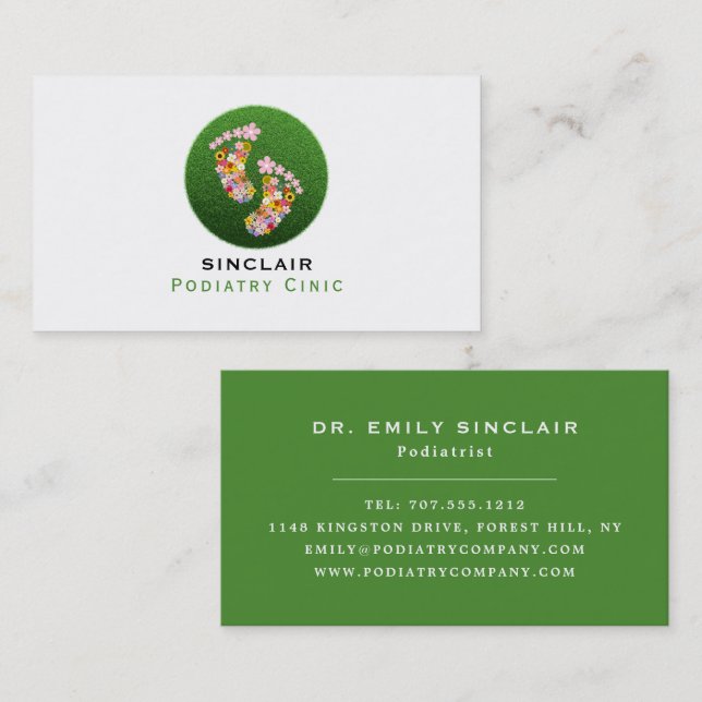 Floral Footprints, Podiatry Clinic, Podiatrist Business Card (Front/Back)