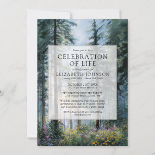 Floral Forest Celebration of Life Funeral Invitation