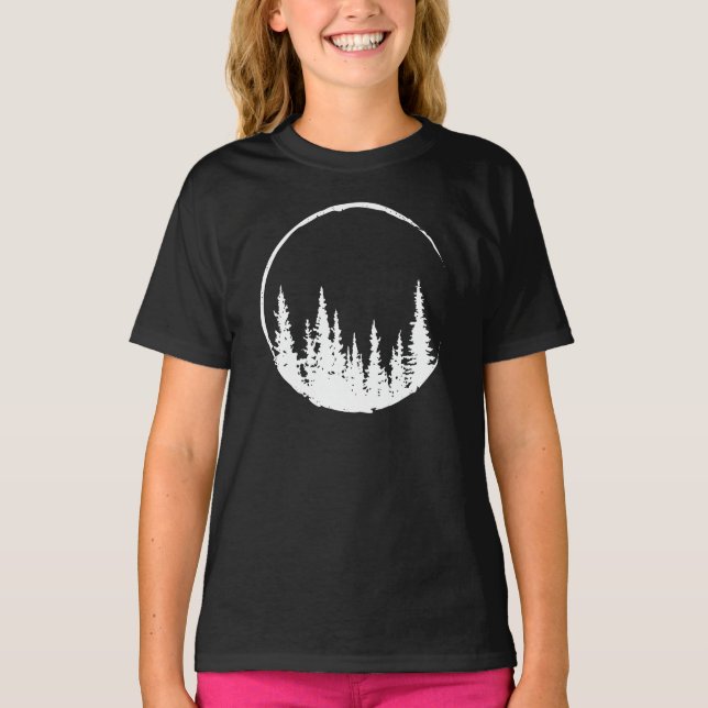 Floral Forest Circle Tree Loving Forest Tree T-Shirt (Front)