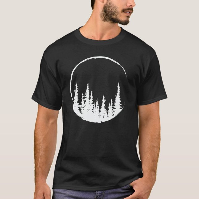 Floral Forest Circle Tree Loving Forest Tree T-Shirt (Front)
