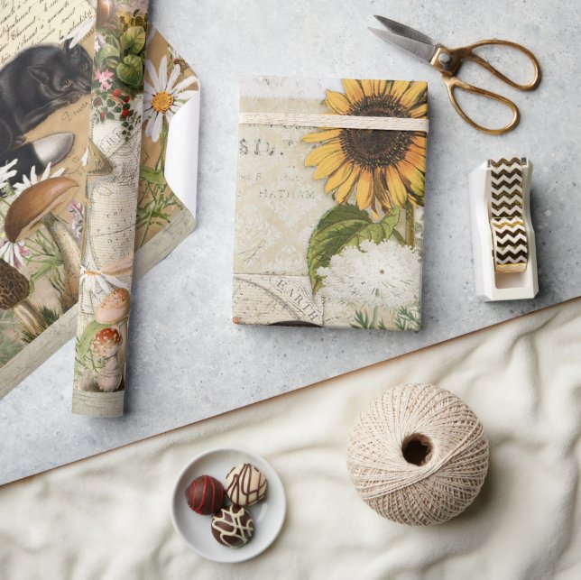 Floral Forest Fox Mushrooms Ephemera Decoupage Wrapping Paper (Crafts)