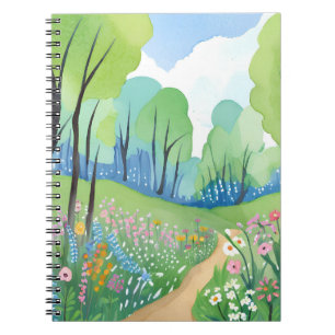 Floral Forest Nature Watercolor Wildflowers Notebook