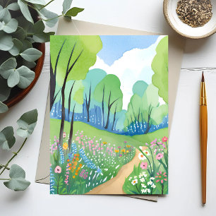 Floral Forest Nature Watercolor Wildflowers Postcard