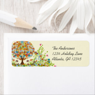 Floral Forest Tree Swirls Return Address Labels