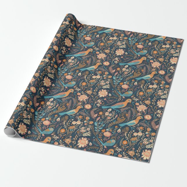 Floral Forest Wrapping Paper (Unrolled)