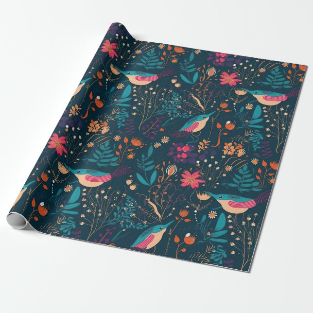 Floral Forest Wrapping Paper (Unrolled)