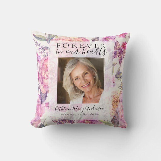 Floral Forever in Our Hearts Photo Cushion (Front)