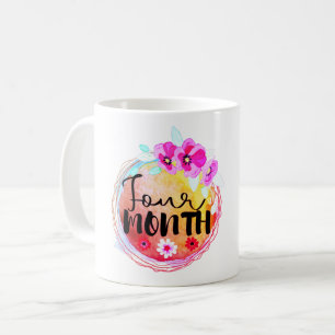 Floral Four Month Old Baby Milestone Label Coffee Mug