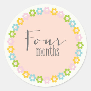 Floral four months New Baby Sticker