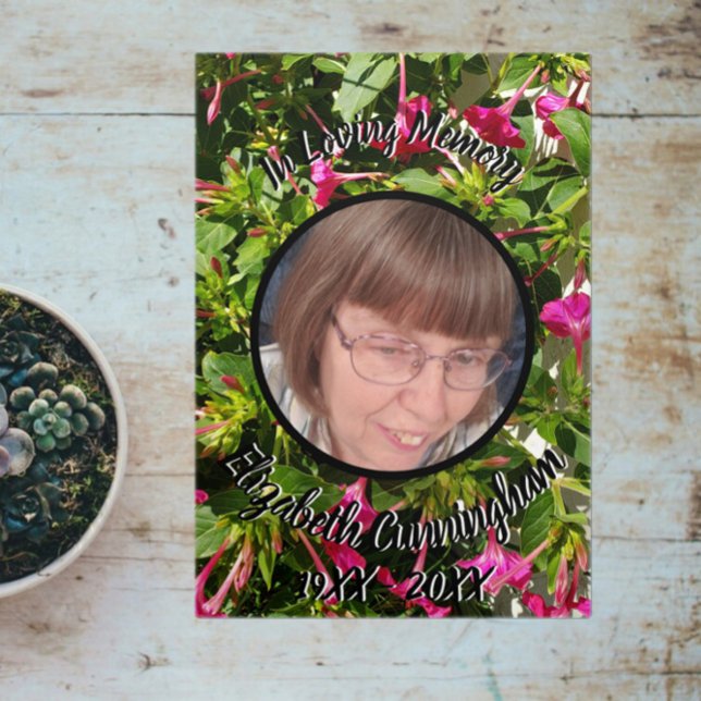 Floral Four O'Clock's Patch Five Photo Memorial  Tri-Fold Announcement (Creator Uploaded)