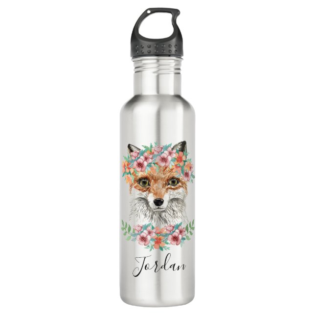 Floral Fox | Add Your Name 710 Ml Water Bottle (Front)