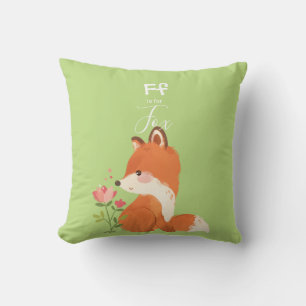 Floral Fox • Add Your Name Cute Alphabet Monogram Cushion
