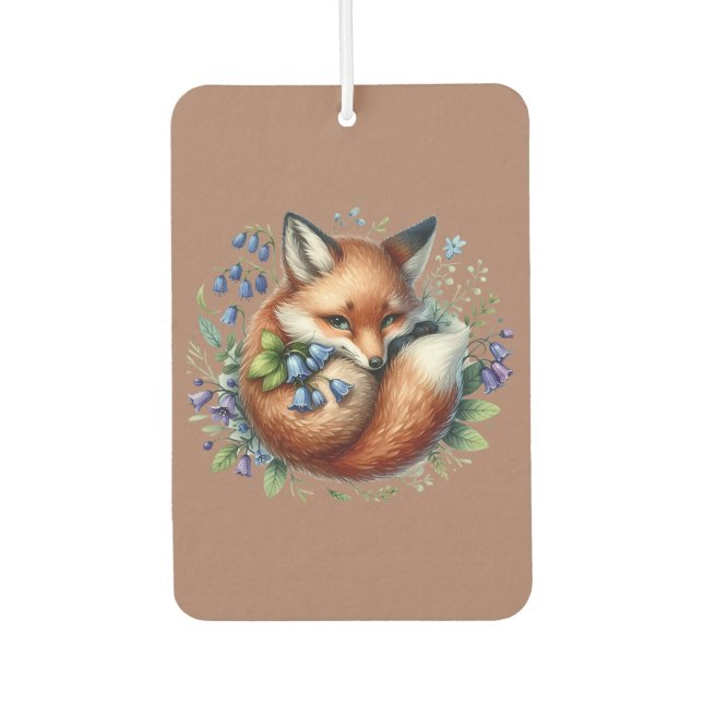 Floral Fox Botanical Woodland Art Car Air Freshener (Front)