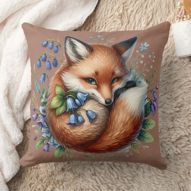 Floral Fox Botanical Woodland Art Cushion (Blanket)