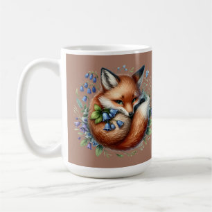 Floral Fox Botanical Woodland Brown Coffee Mug