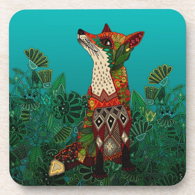 floral fox coaster (Front)