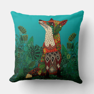 floral fox cushion