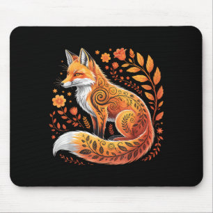 Floral Fox Flowers Art Fox In Autumn - Fall Fox Mouse Mat