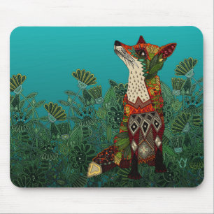floral fox mouse mat