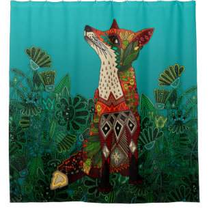 floral fox shower curtain