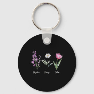 Floral Foxglove Daisy Tulip Flower  Key Ring