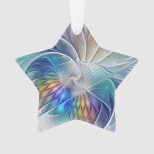 Floral Fractal Art, Colourful Abstract Flower Ornament