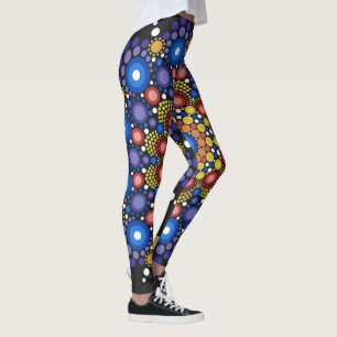 Floral Fractal Art Dotted Retro Mandala Leggings