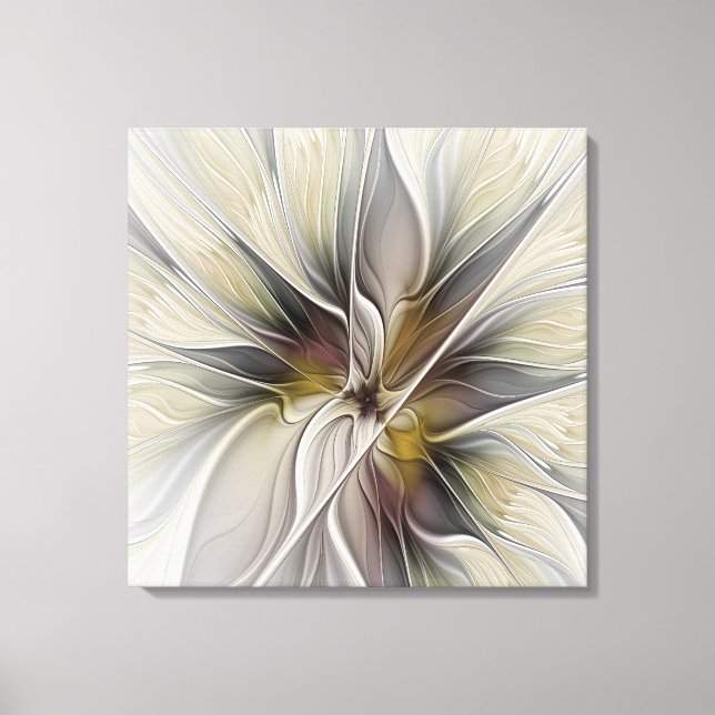 Floral Fractal, Fantasy Flower with Earth Colours Canvas Print (Front)