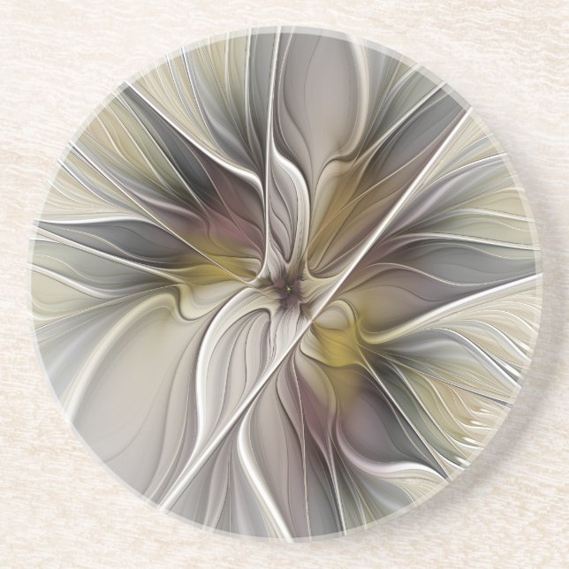 Floral Fractal, Fantasy Flower with Earth Colours Coaster (Front)