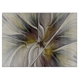 Floral Fractal, Fantasy Flower with Earth Colours Cutting Board