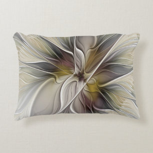 Floral Fractal, Fantasy Flower with Earth Colours Decorative Cushion