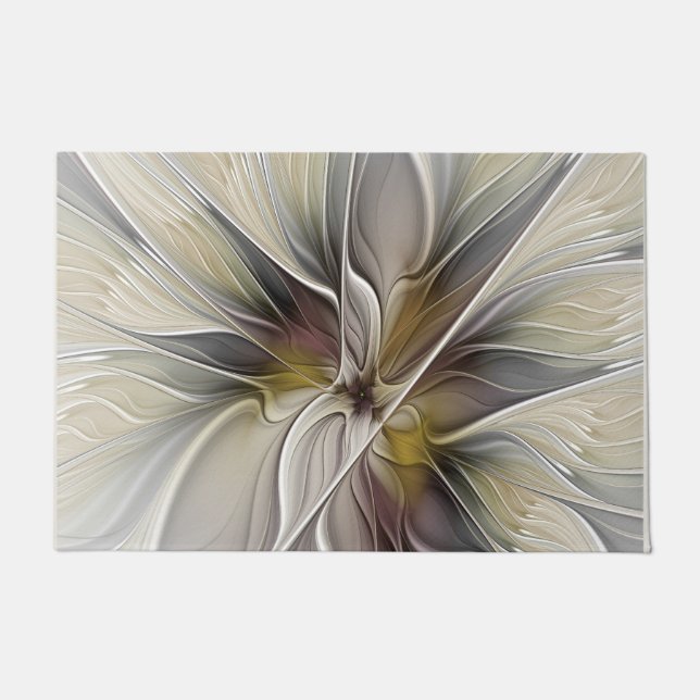 Floral Fractal, Fantasy Flower with Earth Colours Doormat (Front)