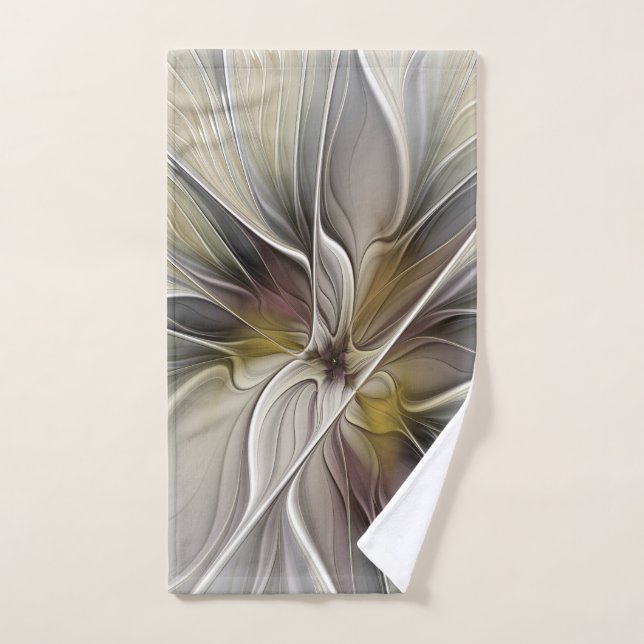 Floral Fractal, Fantasy Flower with Earth Colours Hand Towel (Hand Towel)