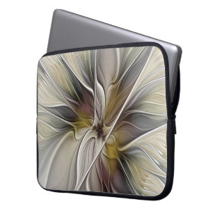 Floral Fractal, Fantasy Flower with Earth Colours Laptop Sleeve