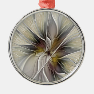 Floral Fractal, Fantasy Flower with Earth Colours Metal Tree Decoration