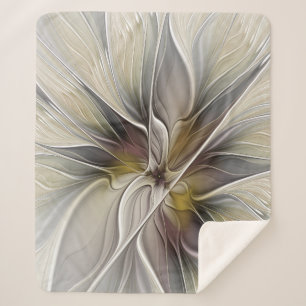 Floral Fractal, Fantasy Flower with Earth Colours Sherpa Blanket