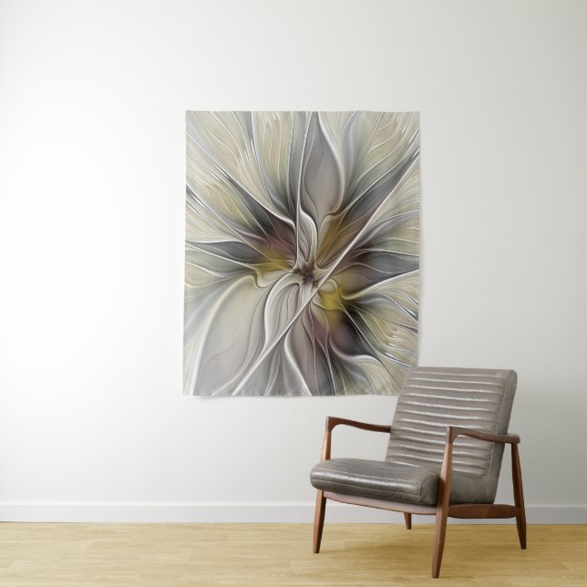 Floral Fractal, Fantasy Flower with Earth Colours Tapestry (In Situ)