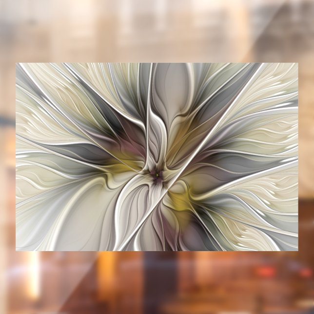 Floral Fractal, Fantasy Flower with Earth Colours Window Cling (Sheet 2)