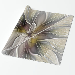 Floral Fractal, Fantasy Flower with Earth Colours Wrapping Paper