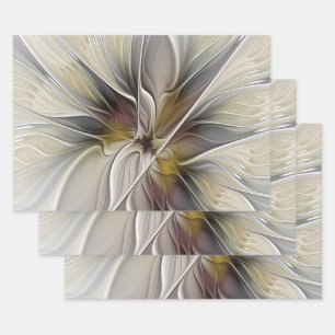 Floral Fractal, Fantasy Flower with Earth Colours Wrapping Paper Sheet