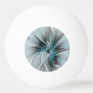 Floral Fractal Modern Abstract Flower Blue Gray Ping Pong Ball