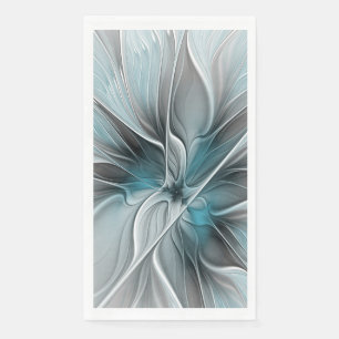 Floral Fractal Modern Abstract Flower Blue Grey Napkin