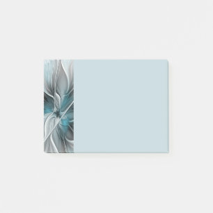 Floral Fractal Modern Abstract Flower Blue Grey Post-it Notes
