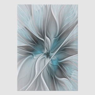 Floral Fractal Modern Abstract Flower Blue Grey Tissue Paper