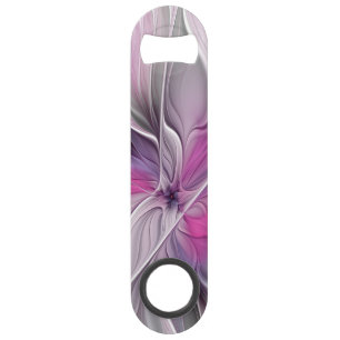 Floral Fractal Modern Abstract Flower Pink Grey