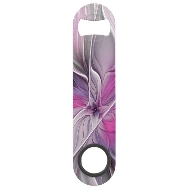 Floral Fractal Modern Abstract Flower Pink Grey (Front)