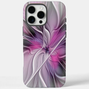 Floral Fractal Modern Abstract Flower Pink Grey iPhone 16 Pro Max Case