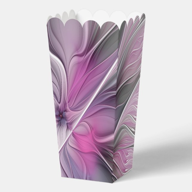 Floral Fractal Modern Abstract Flower Pink Grey Favour Box (Front)
